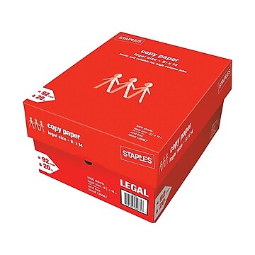 Staples Copy Paper, 8.5" x 14", 20 lbs., White, 500 Sheets/Ream, 10 Reams/Carton (221193)