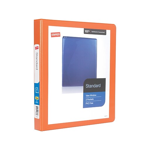 Staples Standard 1" 3-Ring View Binder, Orange (26436-CC)