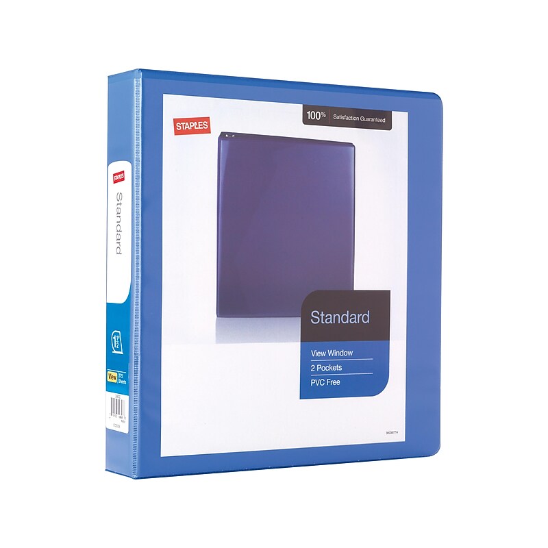 Staples 1 1/2" 3-Ring View Binder, D-Ring, Periwinkle (26441-CC) image 1