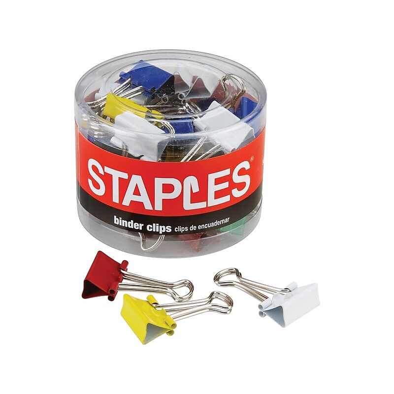 Staples 0.5"W Binder Clips, Micro, Assorted, 100/Pack (15346) image 1