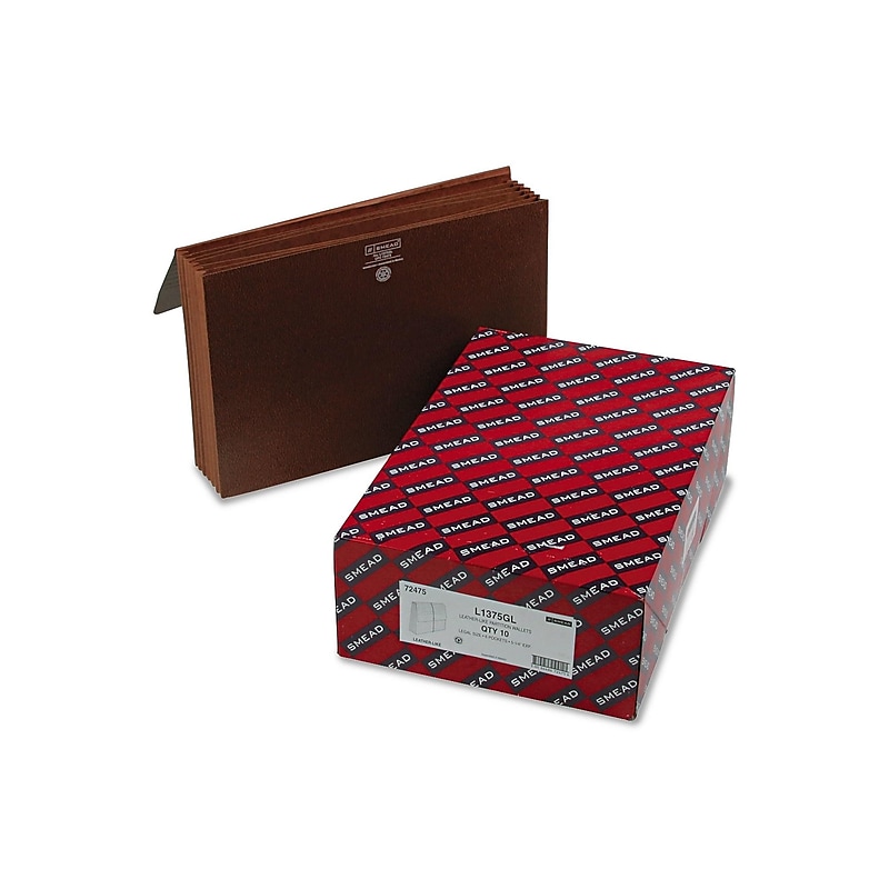 Smead Redrope Partition Wallet, 5-1/4" Expansion, Legal Size, 6-Pocket, Brown, 10/Box (72475) image 1