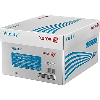 Xerox Vitality 8.5" x 14" Multipurpose Paper, 20 lbs., 92 Brightness, 500 Sheets/Ream, 10 Reams/Carton (3R02051)