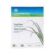 Sustainable Earth by Staples 8.5" x 11" Copy Paper, 20 lbs., 92 Brightness, 500/Ream (22198)