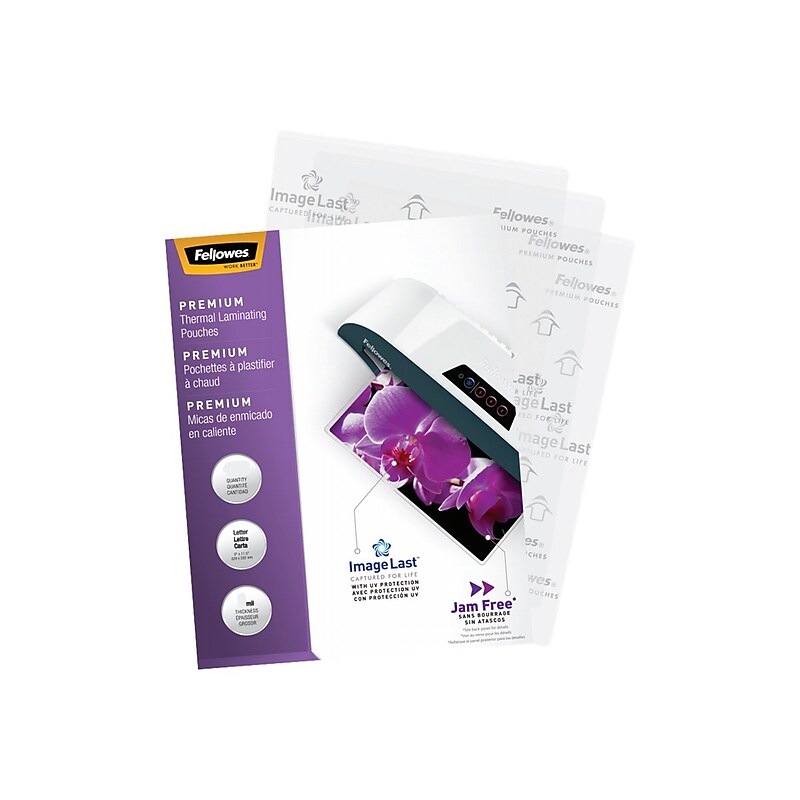 Fellowes ImageLast Premium Thermal Laminating Pouches, Letter Size, 5 Mil, 60/Pack (5288001) image 1