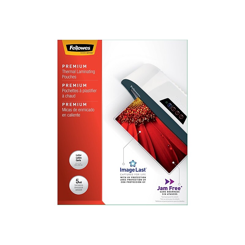 Fellowes ImageLast Premium Thermal Laminating Pouches, Letter Size, 5 Mil, 200/Pack (5245301) image 1