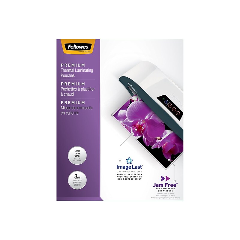 Fellowes ImageLast Premium Thermal Laminating Pouches, Letter Size, 3 Mil, 200/Pack (5244101) image 1