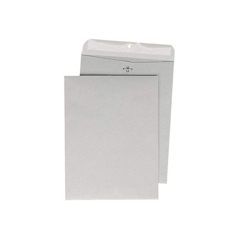 Quality Park Clasp & Moistenable Glue Kraft Catalog Envelopes, 12" x 15.5", Gray, 100/Box (QUA38610) image 1