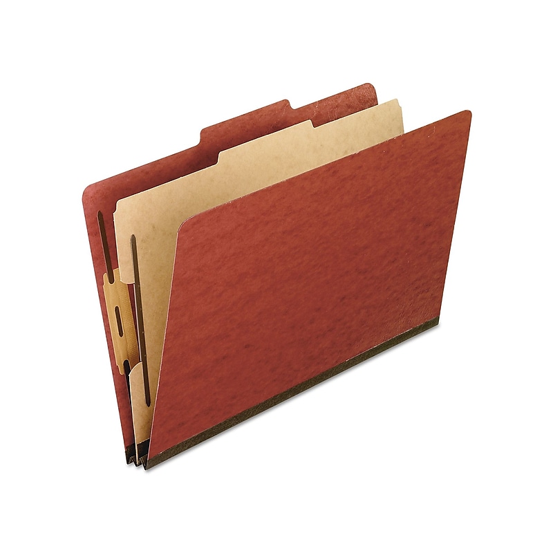 Pendaflex Pressboard Classification Folders, 1-Divider, 2" Expansion, Letter Size, Brick Red, 10/Box (1157R) image 1