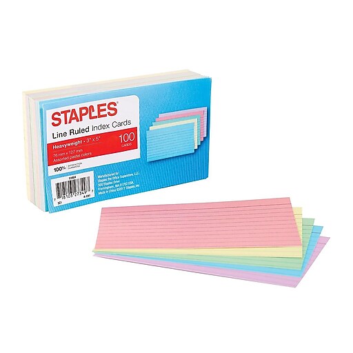 Shop Staples for Oxford® Extreme 3" x 5" Ruled Multicolored Index Cards, 100/Pack