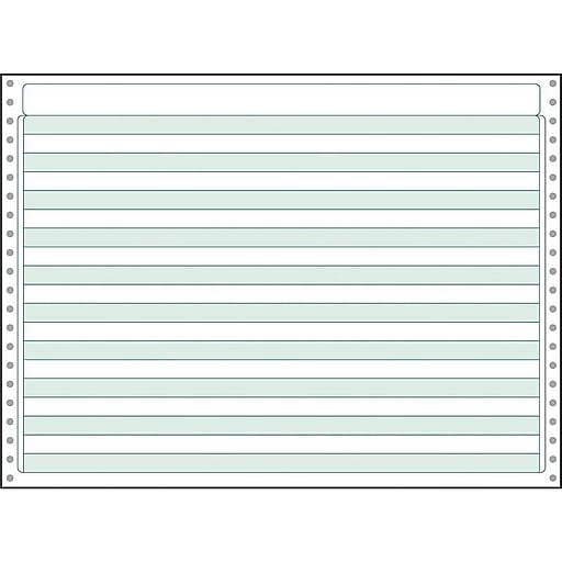 Green Bar Computer Paper, 20lb, 14-7/8 x 11, Perforated Margins, 2400 Sheets per Case