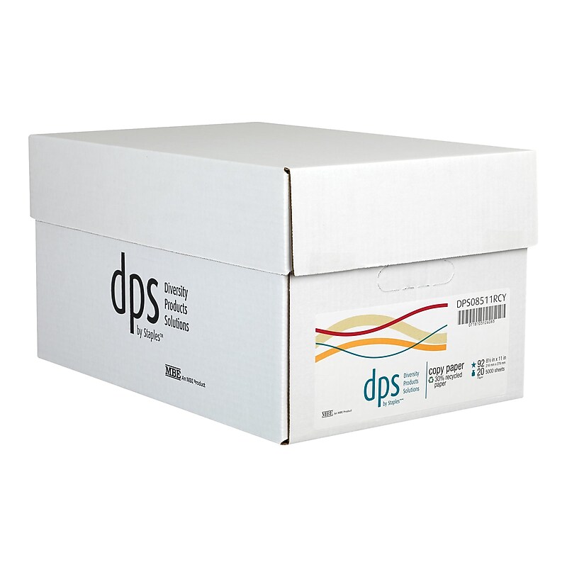 DPS by Staples 30% Recycled Copy Paper, 8.5" x 11", 20 lbs., White, 500 Sheets/Ream, 10 Reams/Carton image 1