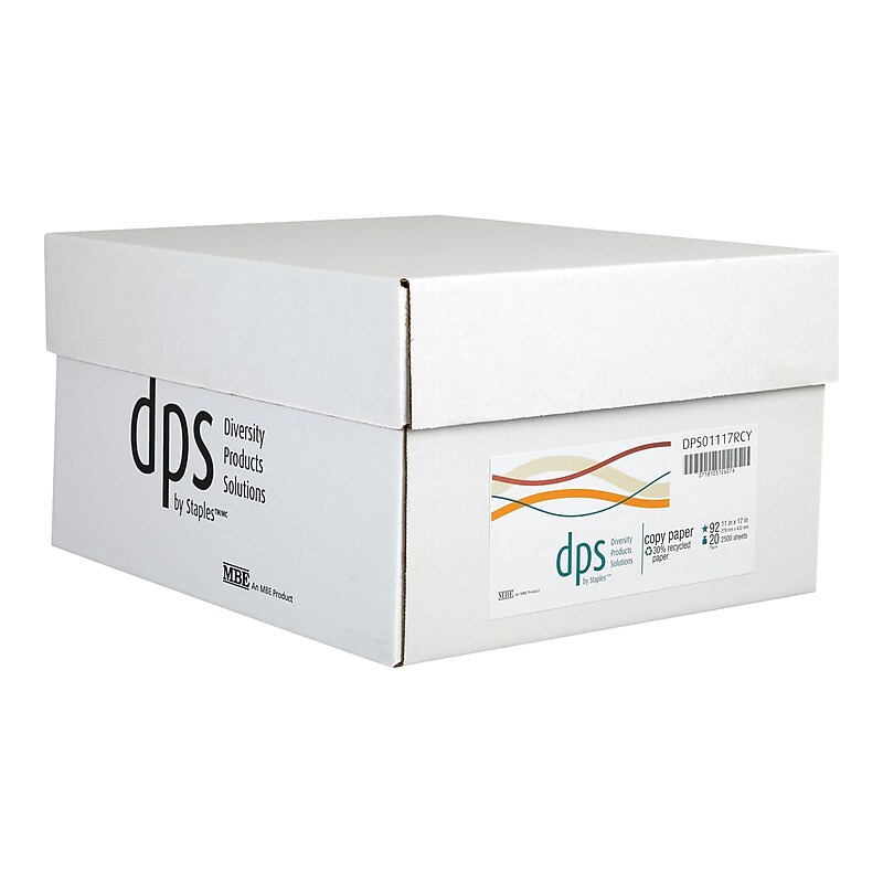 DPS by Staples 30% Recycled 11" x 17" Copy Paper, 20 lbs., 92 Brightness, 500/Ream, 5 Reams/Carton image 1