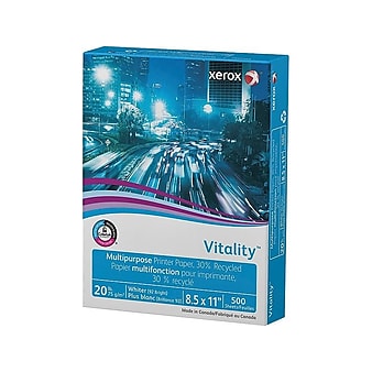 Xerox Vitality 30% Recycled 8.5" x 11" Multipurpose Paper, 20 lbs., 92 Brightness, 500/Ream (3R6296)