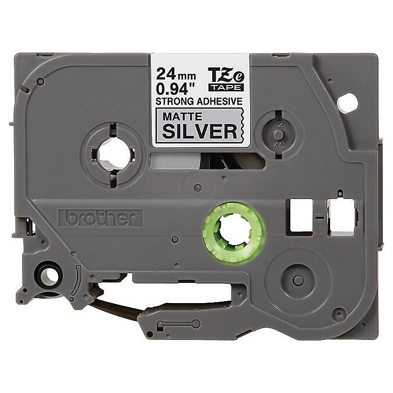 Brother P-touch TZe-S951 Laminated Extra Strength Label Maker Tape, 1" x 26-2/10', Black on Matte Silver (TZe-S951) image 1