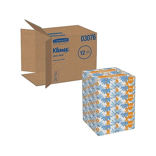 Kleenex Professional Facial Tissue Flat Tissue Boxes 12 Boxes 125 Tissues x Box 