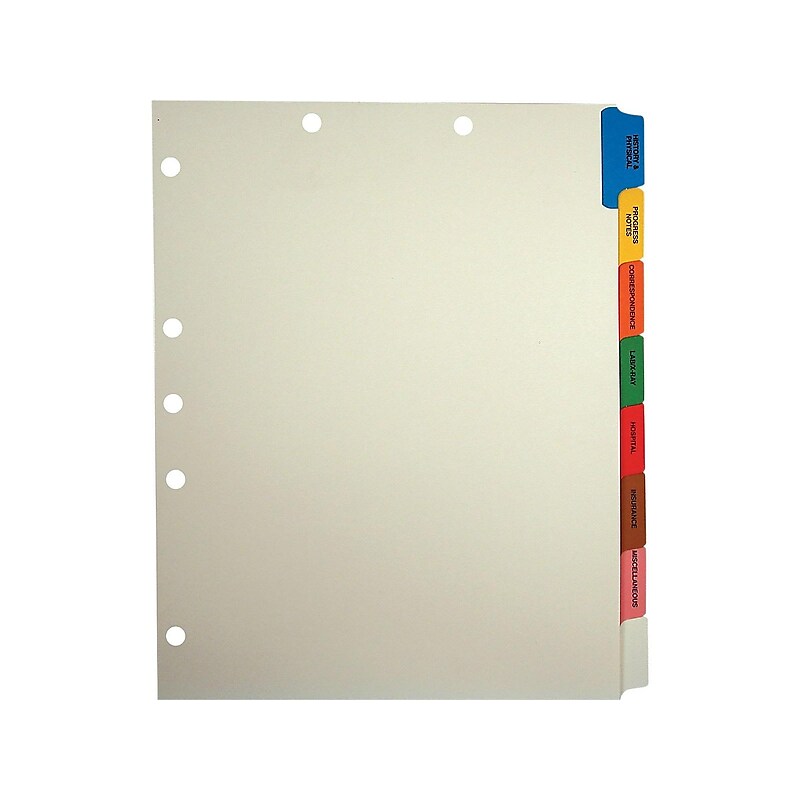 Tabbies Side Tab Patient Chart Index Divider Set, 8-Tab, Ivory, 40/Box (54505) image 1