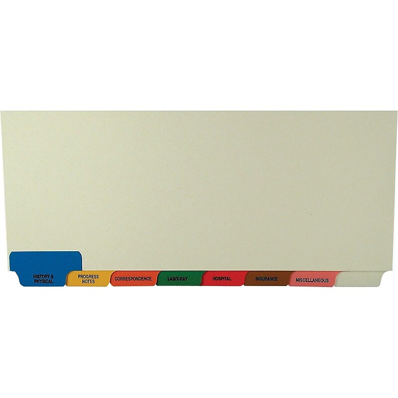 Tabbies Bottom Tab Patient Chart Index Divider Set, 8-Tab, Ivory, 40/Box (54500) image 1