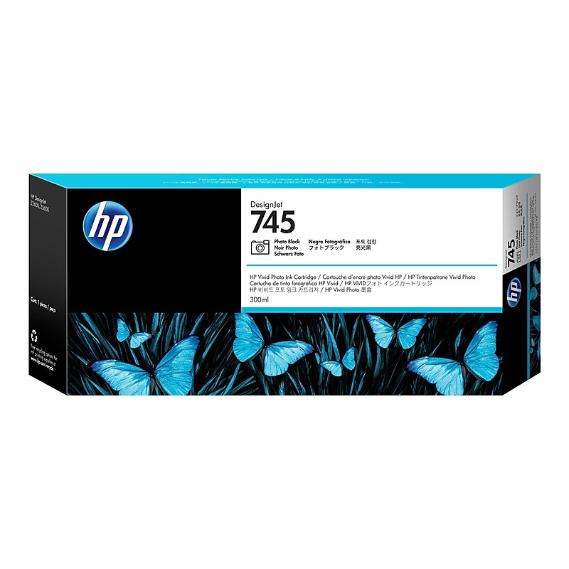 HP 745 Black Standard Yield Ink Cartridge (F9K04A) image 1