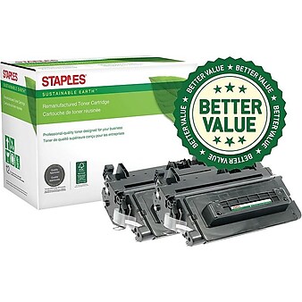 Sustainable Earth by Staples Remanufactured Black High Yield Toner Cartridge Replacement for HP 90A (CE390A), 2/Pack