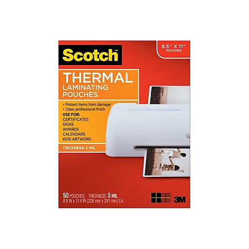 Scotch Thermal Laminating Pouches 5 mil Thick 8.9 x 11.4-Inches TP5854-50 50-Pack 