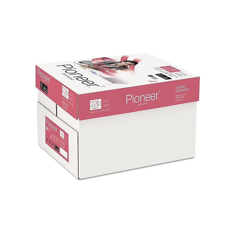 Pioneer 8.5" x 11" Multipurpose Paper, 22 lbs., 99 Brightness, 500/Ream, 10 Reams/Carton (PIO1122F) image 1