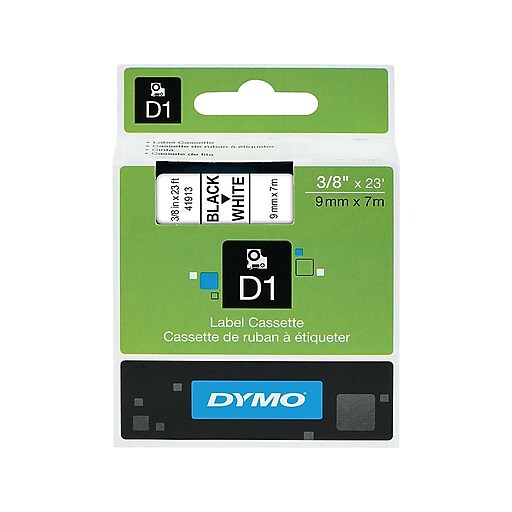 DYMO 1761554 3/8" D1 Label Maker Tape, Black on White at Staples
