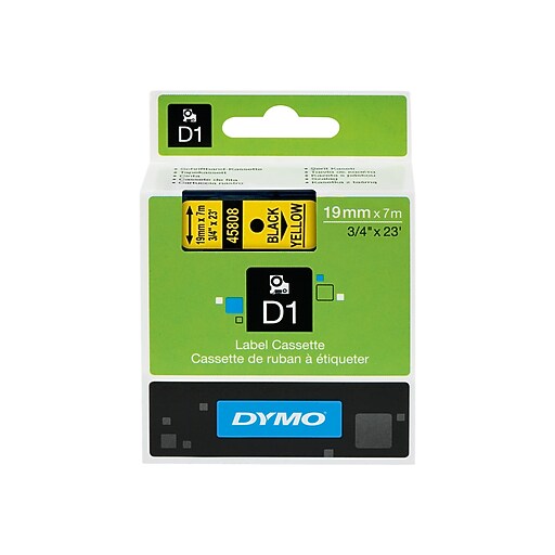 DYMO 3/4" D1 Label Maker Tape, Black on Yellow at Staples