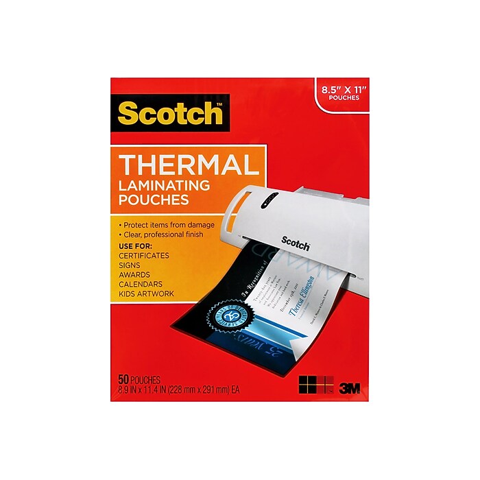 Scotch Thermal Laminating Pouches, Letter Size, 3 Mil, 50/Pack