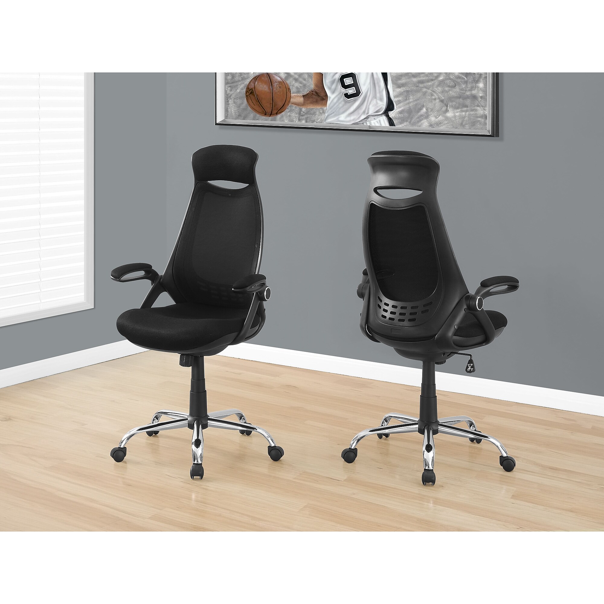 Monarch Specialties Inc. Ergonomic Mesh Fabric Swivel Computer and Desk Chair, Black (I 7268) Sansujyuku sansujyuku.com