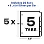Avery Index Maker Big Tab Paper Dividers with Print & Apply Label Sheets, 5 Tabs, White, 5 Sets/Pack (11492)~#|#~sp42466085_sc7