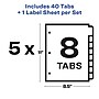 Avery Index Maker Plastic Dividers with Print & Apply Label Sheets, 8 Tabs, Multicolor, 5 Sets/Pack (AVE12433)~#|#~sp42466416_sc7