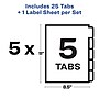 Avery Index Maker Paper Dividers with Print & Apply Label Sheets, 5 Tabs, White, 5 Sets/Pack (11431)~#|#~sp42466572_sc7