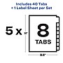Avery Index Maker Unpunched Paper Dividers with Print & Apply Label Sheets, 8 Tabs, White, 5 Sets/Pack (11432)~#|#~sp42466579_sc7