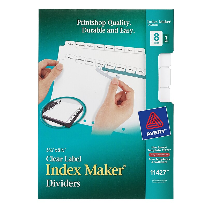 Avery Index Maker Mini Paper Dividers with Print & Apply Label Sheets, 8 Tabs, White (11427) image 1