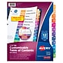 Avery Ready Index Table of Contents Pre-Printed Numeric Paper Divider, 12 Tabs, Multicolor, 1 Set (11141)~#|#~sp42477197_sc7