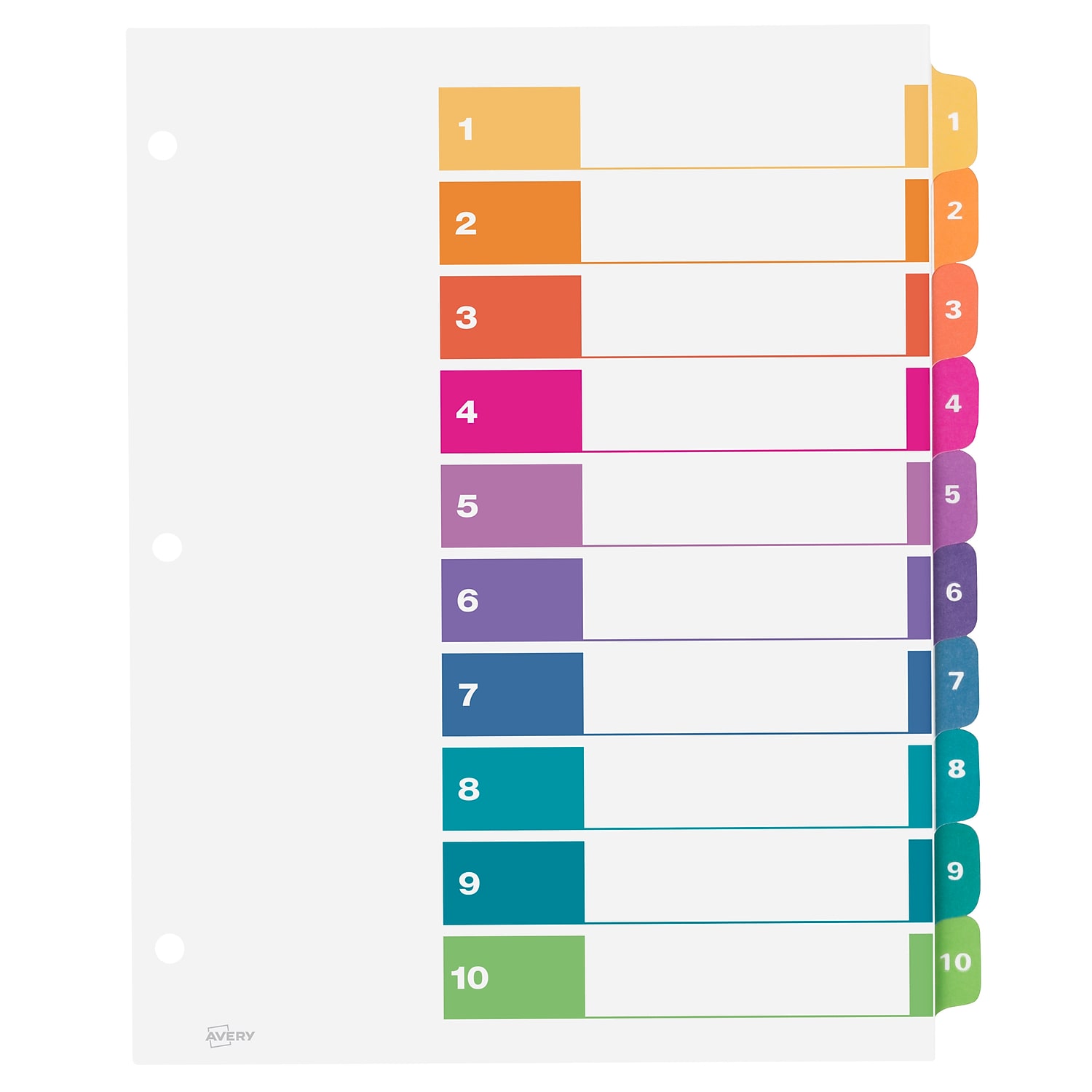 Avery Ready Index Customizable Table of Contents Multicolor Dividers 10-Tab - Picture 6 of 6