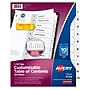 Avery Ready Index Table of Contents Paper Dividers, 1-10 Tabs, White (11134)~#|#~sp42478912_sc7