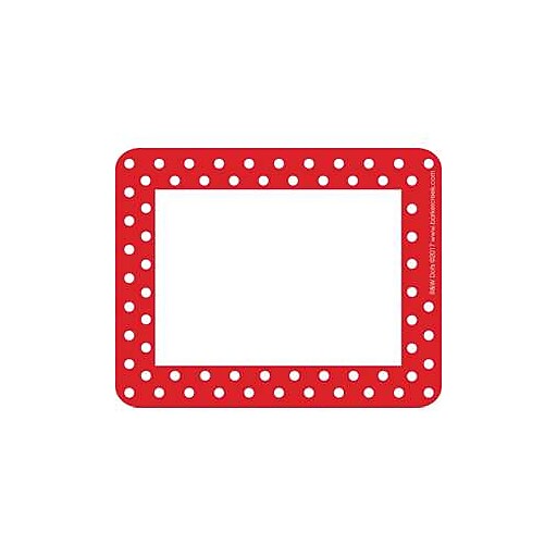 Barker Creek Red & White Dot Name Tags, SelfAdhesive Labels, 3 1/2" x