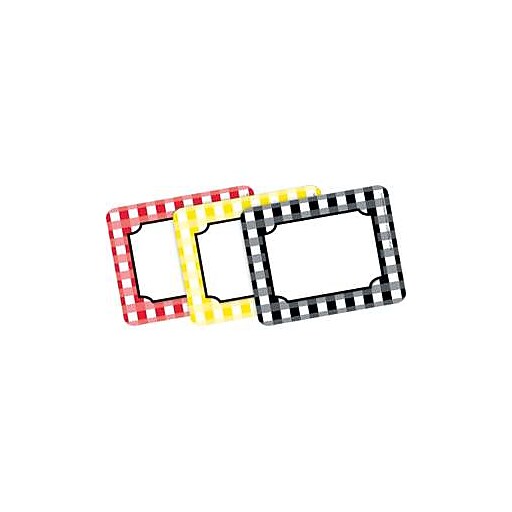 Barker Creek Buffalo Plaid Name Tags, SelfAdhesive Labels, 3 1/2" x 2