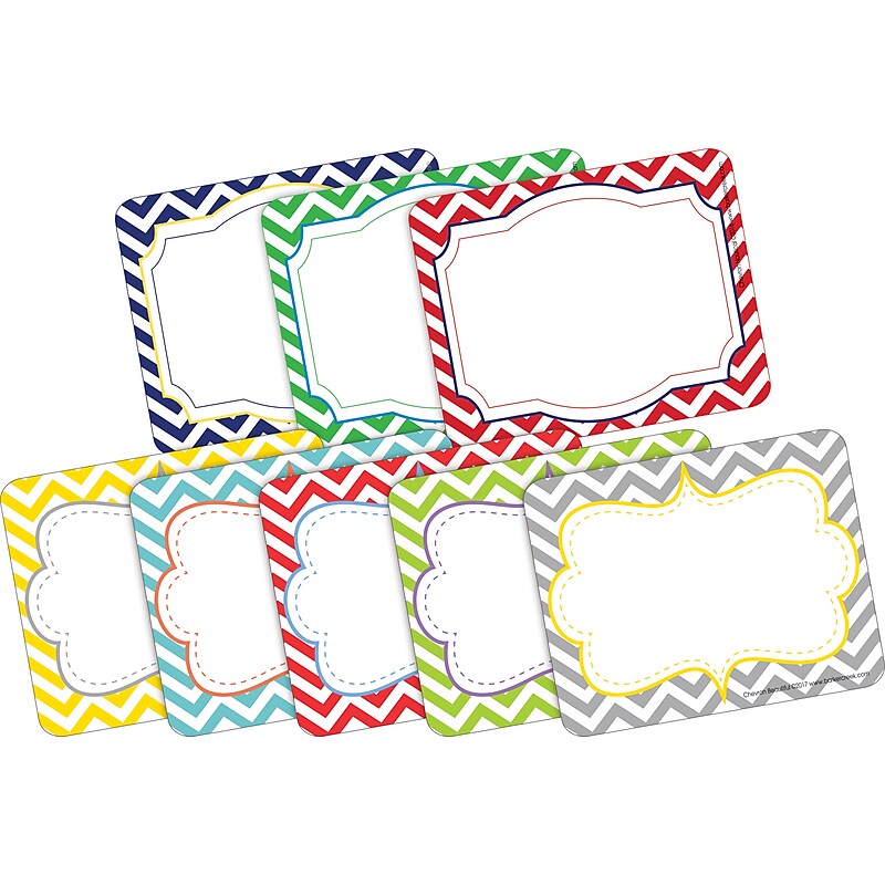 Barker Creek Self-adhesive Chevron School Name Tags, 2.75" x 3.5", 90/Set (BC3775) image 1
