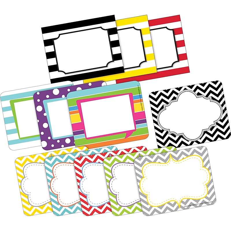 Barker Creek Chevron & Stripes Self-adhesive School Name Tags, 2.75" x 3.5", 180/Set (BC3784) image 1