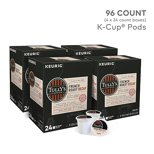 Tully's French Roast Decaf Coffee Keurig® KCup® Pods, Dark Roast, 96
