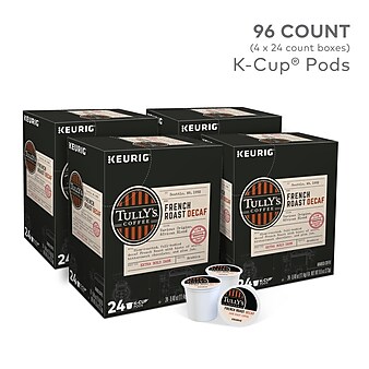 Tully's French Roast Decaf Coffee, Keurig K-Cup Pods, 96/Carton (700282)