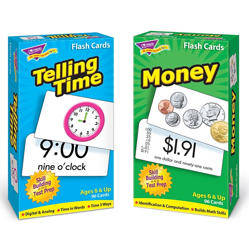 Time and Money Skill Drill Flash Cards Assortment for Grades 1-5, Pack of 192 (T-53905) image 1