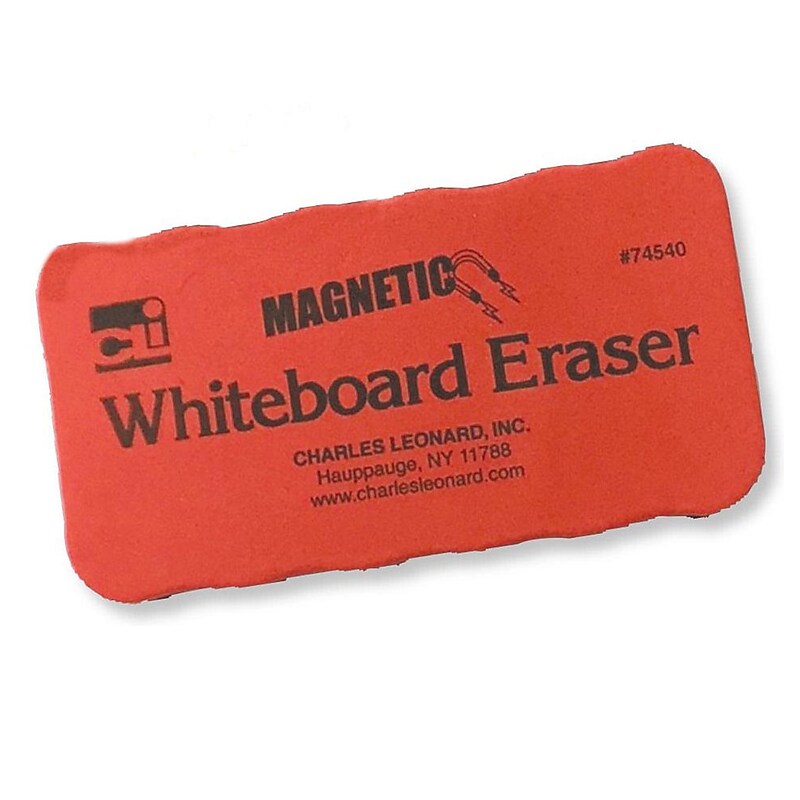 Charles Leonard Magnetic Whiteboard Eraser, Red/Black, Pack of 12 (CHL74540) image 1