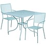 Flash Furniture Oia Indoor-Outdoor 35.5" Square Steel Patio Table Set with 2 Square Back Chairs, Sky Blue (CO35SQ02CHR2SB)~#|#~sp4259246_sc7