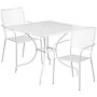 Flash Furniture Oia Indoor-Outdoor 35.5" Square Steel Patio Table Set with 2 Square Back Chairs, White (CO35SQ02CHR2WH)~#|#~sp4259247_sc7
