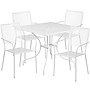 Flash Furniture Oia Indoor-Outdoor 35.5" Square Steel Patio Table Set with 4 Square Back Chairs, White (CO35SQ02CHR4WH)~#|#~sp4259253_sc7
