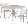Flash Furniture Oia Indoor-Outdoor 35.5" Square Steel Patio Table Set with 2 Round Back Chairs, Light Gray (CO35SQ03CHR2SV)~#|#~sp4259257_sc7