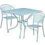 Flash Furniture Oia Indoor-Outdoor 35.5" Square Steel Patio Table Set with 2 Round Back Chairs, Sky Blue (CO35SQ03CHR2SB)~#|#~sp4259258_sc7